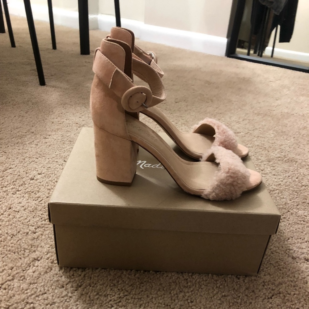 NIB Madewell Shearling/Suede Block Heel Sandal - Picture 5 of 8